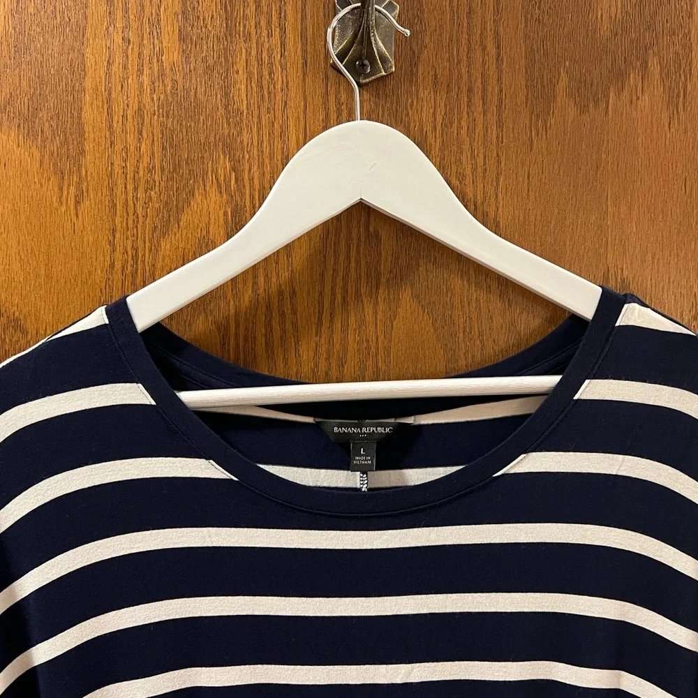 Banana Republic Navy & White Striped Midi Dress - Picture 3 of 6